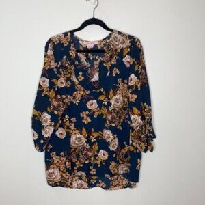 In Every Story... Women Long Sleeve All Over Flower Print Blouse Plus Size 2X